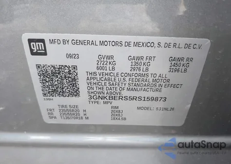 2024 Chevrolet Blazer Fwd Rs z USA, uszkodzony, nr VIN 3GNKBERS5RS159873